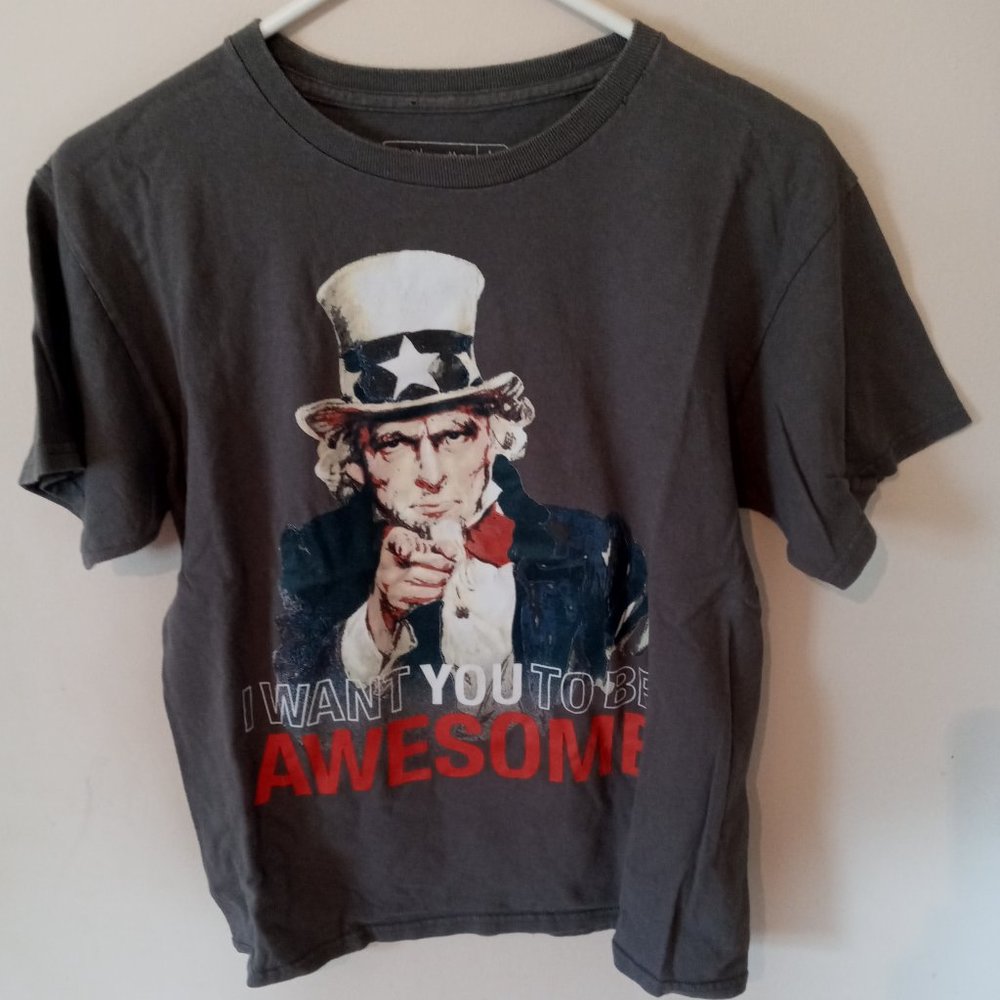 Uncle Sam Youth Large Be Awesome Gray T-Shirt